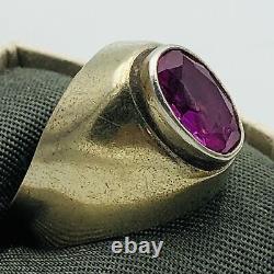 Vtg Russian Silver Ring Corund Size 8 Gold Plated 1960s USSR