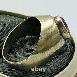 Vtg Russian Silver Ring Corund Size 8 Gold Plated 1960s USSR