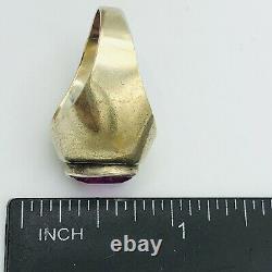 Vtg Russian Silver Ring Corund Size 8 Gold Plated 1960s USSR