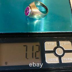 Vtg Russian Silver Ring Corund Size 8 Gold Plated 1960s USSR