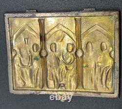 Vtg Silver Plate Jewelry Casket Box Medieval Gothic Reliquary Trinket READ