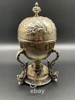 Vtg W. HUTTON & SONS Silver- Plated Ornate EGG WARMER/ CODDLER With Stand 9 B30