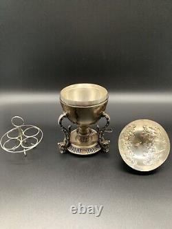 Vtg W. HUTTON & SONS Silver- Plated Ornate EGG WARMER/ CODDLER With Stand 9 B30