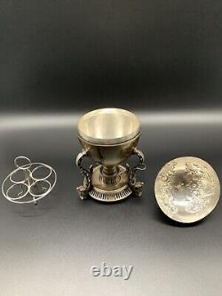 Vtg W. HUTTON & SONS Silver- Plated Ornate EGG WARMER/ CODDLER With Stand 9 B30