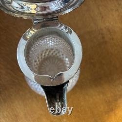 WH & SBP Crystal Glass Claret Jug Decanter cut glass body silver-plated Antique