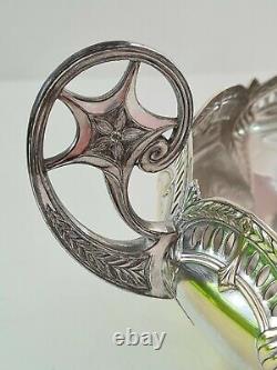 WMF Antique Art Nouveau Twin Handled Silver Plated Centrepiece & Green Liner VGC