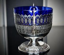 WMF Art Deco1920s, Silver Plated Best Nickel, Butterfly Bonbon, Original Blue Glass