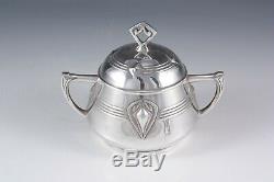 WMF Art Nouveau Jugendstil Secession silver plated tea set on tray German c1905
