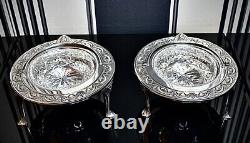 WMF Art Nouveau Jugendstil Silver Plated Pair of Butter Coolers & Rotating Cover