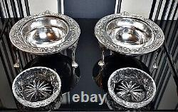 WMF Art Nouveau Jugendstil Silver Plated Pair of Butter Coolers & Rotating Cover