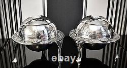 WMF Art Nouveau Jugendstil Silver Plated Pair of Butter Coolers & Rotating Cover