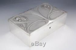 WMF Art Nouveau Jugendstil jewel box silver plate and felt lining German c1905