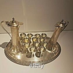 WMF Art Nouveau ORIGINAL Silver Plated Liqueur Service 12 Cups, Jugs, Tray