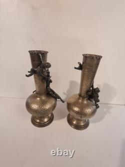 WMF Art Nouveau ORIGINAL Silver Plated PAIR of FLOWER VASES (1896)