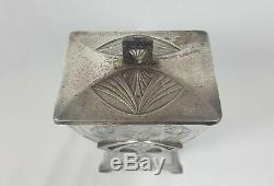 WMF Art Nouveau Pewter'Biscuit Box' with Silver Plated Lid