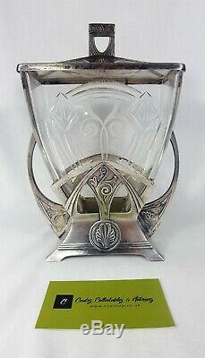 WMF Art Nouveau Pewter'Biscuit Box' with Silver Plated Lid