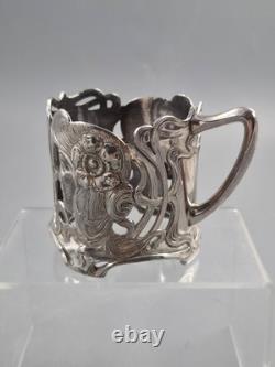 WMF Art Nouveau Silver-Plated Cup Holder with Female Masks, c. 1900-1910