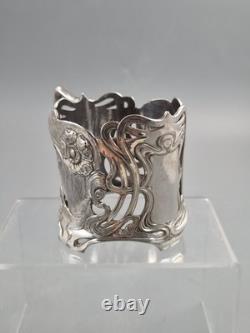 WMF Art Nouveau Silver-Plated Cup Holder with Female Masks, c. 1900-1910