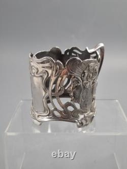 WMF Art Nouveau Silver-Plated Cup Holder with Female Masks, c. 1900-1910