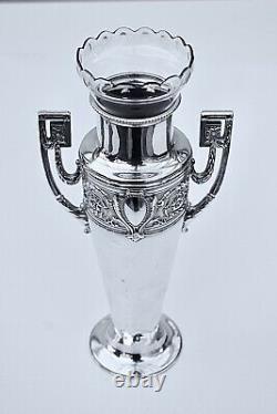 WMF Art Nouveau Silver Plated Large Amphora Vase with Original Liner, c1890-99