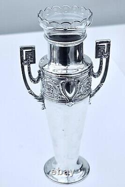 WMF Art Nouveau Silver Plated Large Amphora Vase with Original Liner, c1890-99