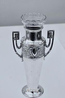 WMF Art Nouveau Silver Plated Large Amphora Vase with Original Liner, c1890-99