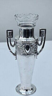 WMF Art Nouveau Silver Plated Large Amphora Vase with Original Liner, c1890-99