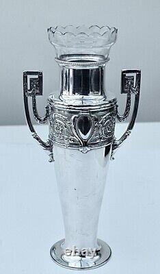 WMF Art Nouveau Silver Plated Large Amphora Vase with Original Liner, c1890-99
