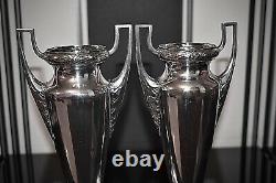 WMF Art Nouveau Silver Plated Pair Of Amphora Vases, Laurel Leaf, Signed c1903