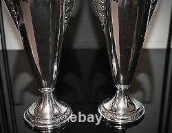 WMF Art Nouveau Silver Plated Pair Of Amphora Vases, Laurel Leaf, Signed c1903