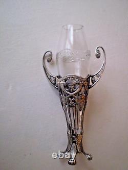 WMF Art Nouveau Vase Silver Plated With Original Glass