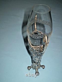 WMF Art Nouveau Vase Silver Plated With Original Glass