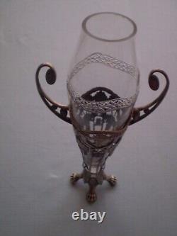 WMF Art Nouveau Vase Silver Plated With Original Glass