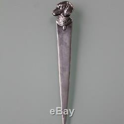WMF Art Nouveau silver plated dog head letter opener
