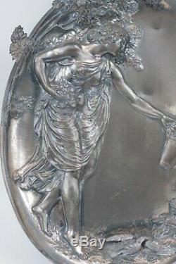 WMF Art Nouveau silver plated pewter plaque wall