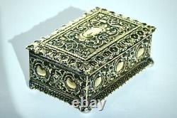 WMF Beautiful Antique Art Nouveau Desktop Jewelry-Trinket Box, Signed W. M. F c1885