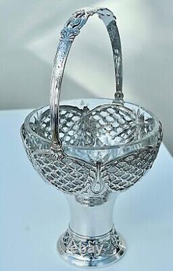 WMF Beautiful Art Nouveau Silver Plated & Crystal Fruit Basket Centrepiece, c1910