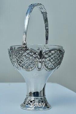 WMF Beautiful Art Nouveau Silver Plated & Crystal Fruit Basket Centrepiece, c1910