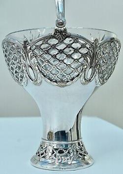 WMF Beautiful Art Nouveau Silver Plated & Crystal Fruit Basket Centrepiece, c1910