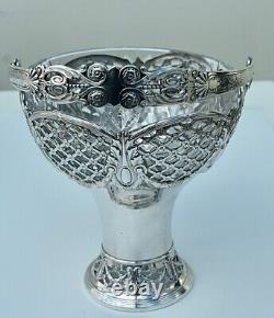 WMF Beautiful Art Nouveau Silver Plated & Crystal Fruit Basket Centrepiece, c1910