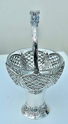 WMF Beautiful Art Nouveau Silver Plated & Crystal Fruit Basket Centrepiece, c1910