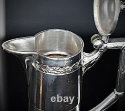 WMF Beautiful Art Nouveau Silver Plated & Engraved Crystal Liqueur Jug, Signed