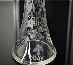 WMF Beautiful Art Nouveau Silver Plated & Engraved Crystal Liqueur Jug, Signed