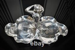 WMF Beautiful Art Nouveau Silver Plated, Fruit Dish, Modeled As Female Figure