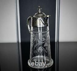 WMF Beautiful & Rare, Art Nouveau, Small Silver Plated Crystal Glass Claret Jug