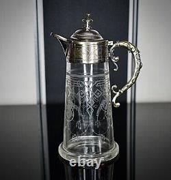 WMF Beautiful & Rare, Art Nouveau, Small Silver Plated Crystal Glass Claret Jug