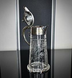WMF Beautiful & Rare, Art Nouveau, Small Silver Plated Crystal Glass Claret Jug