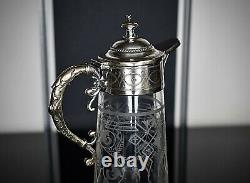 WMF Beautiful & Rare, Art Nouveau, Small Silver Plated Crystal Glass Claret Jug