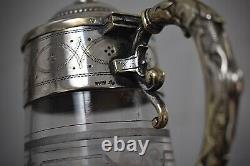 WMF Beautiful & Rare, Art Nouveau, Small Silver Plated Crystal Glass Claret Jug