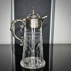 WMF Beautiful & Rare, Art Nouveau, Small Silver Plated Crystal Glass Claret Jug